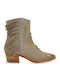 Suede Women's Ankle Boots with Medium Heel Beige