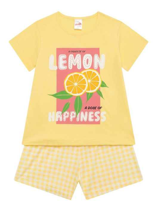 Minerva Kids Summer Pajama Yellow Lemons & Plaid