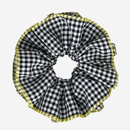 Scrunchie Maxi Hair In Vichy Folded Fabric Black Yellow