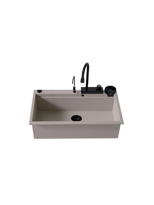 Sanitec Sienna Drop-In Küchenspüle aus Flüssigem Granit M79xB50cm Braune