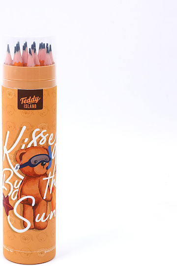 Teddy Island Series Pencils With Eraser 24 Pieces
