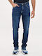 Ανδρικό Παντελόνι Τζιν Ελαστικό με Regular Straight Εφαρμογή Μπλε