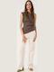 High Rise Women's Jean Pants in Straight Leg Style Ecru