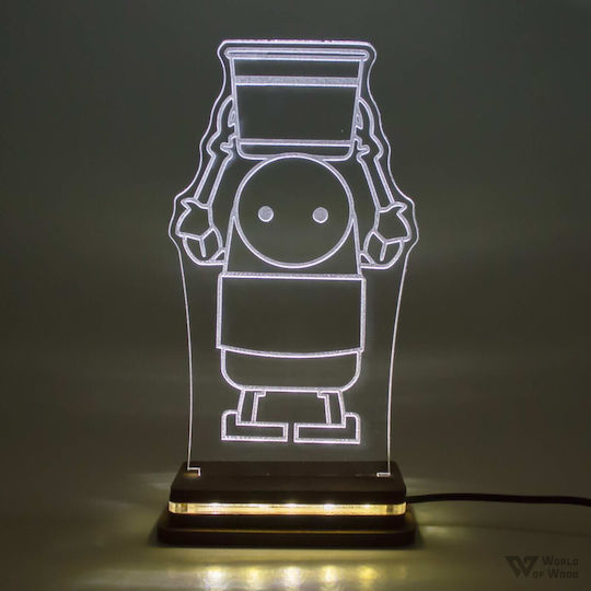 World of Wood LED Детска Декоративна Лампа Nier Automata Robot Бял 20x11cm