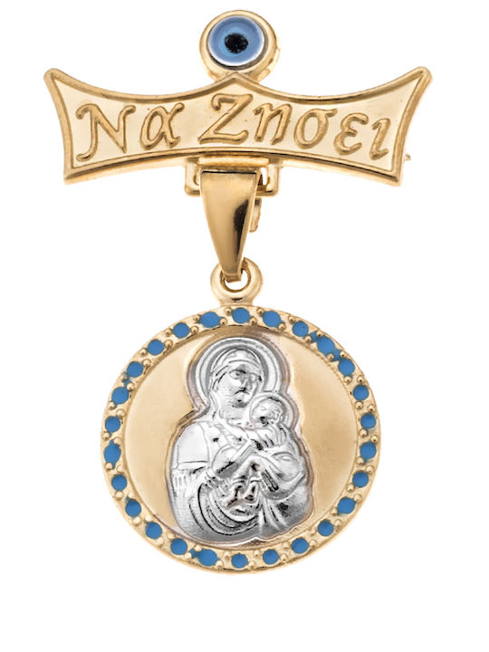 Children's Safety Pin Charm Made of 9K Gold