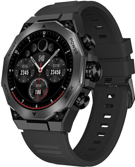 Kodak Sw-7215 Edelstahl Smartwatch mit SIM und Herzfrequenzmesser Schwarz