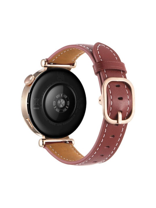 Кожена Каишка Бордо (Huawei Watch GT 6 41mm)