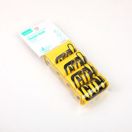 Printed Biodegradable Dog Excrement Removal Bag 4 Units Yellow