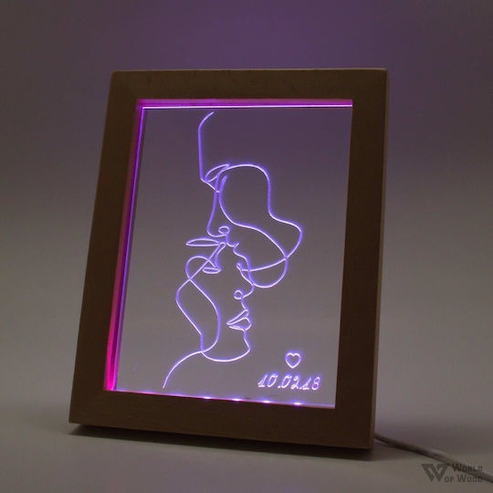 World of Wood Dekoratives Tischlicht Abstract Kiss LED Liebe