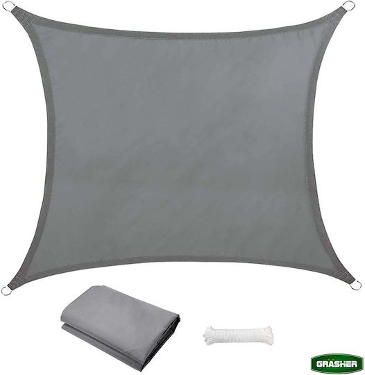 Grasher Pânză De Umbrire Pătrată Gri Cu Inele 5x5m 180gr/m²