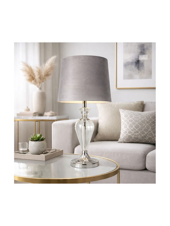 Galifas Crystal Table Lamp for E27 Socket with Gray Shade and Transparent Base