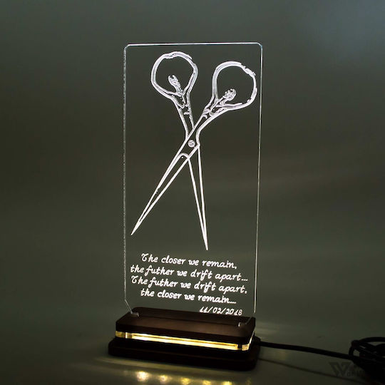 World of Wood Decorative Table Lamp Dali Scissors LED Warm White Love 22x11cm