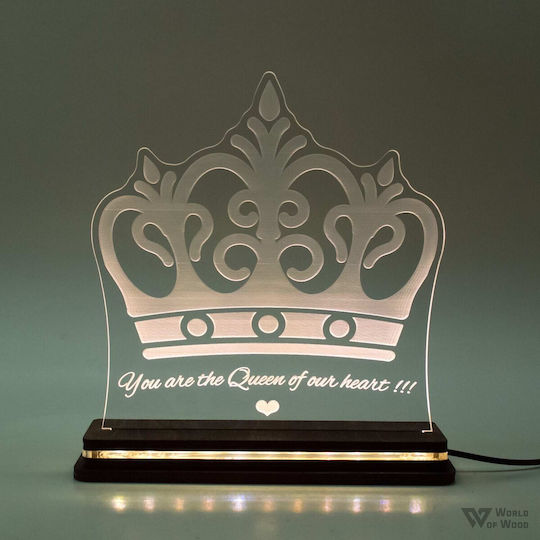 World of Wood Διακοσμητικό Φωτιστικό Queen Of My Heart LED Θερμό Λευκό Love 22x21εκ.