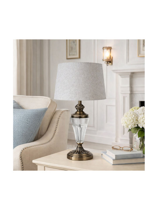 ForHome Metal Table Lamp for E27 Socket with Gray Shade and Bronze Base
