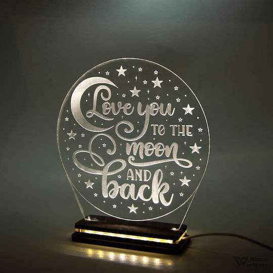 World of Wood Διακοσμητικό Φωτιστικό To The Moon And Back LED Θερμό Λευκό Love 20x18εκ.