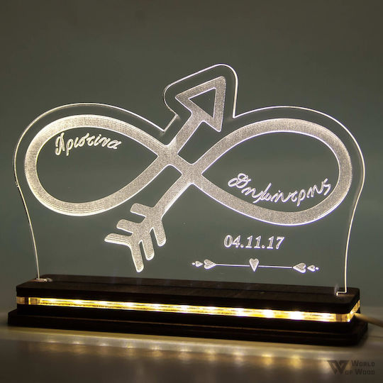 World of Wood Decorative Table Lamp Infinite Arrow LED Warm White Love 14x20cm