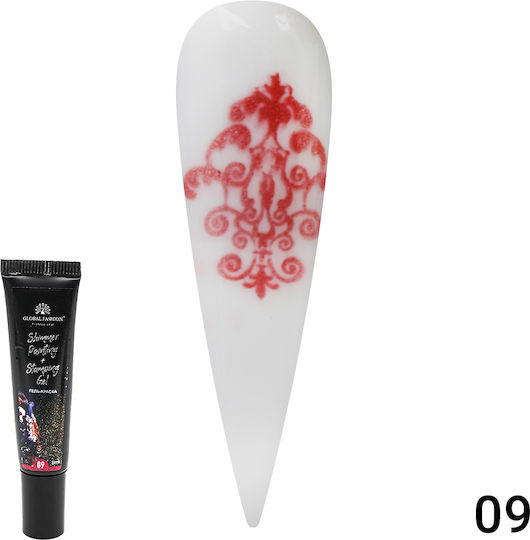 Global Fashion Shimmer Nail Art Gel Νυχιών Κόκκινο 8ml