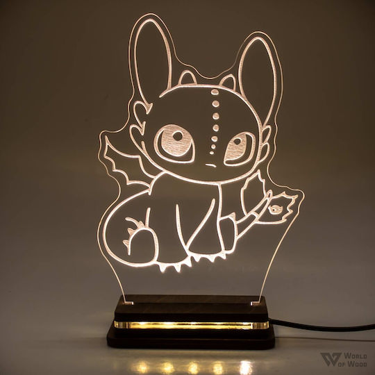 World of Wood LED Kinder Tischlampe Gelb 20x14cm