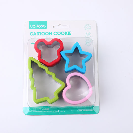 Set of 4 Cookie Cutters Stainless Steel Designs