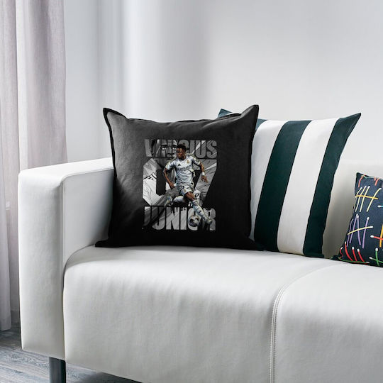 Kids Throw Pillow Couch Black 100% Cotton Includes Filling 50x50cm