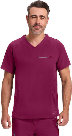 Healing Hands Steven Male Medical Blouse Burgundy