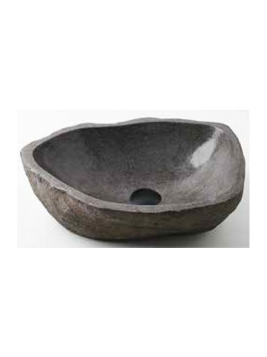 Tema Vessel Stone Bathroom Sink with Faucet 53x40cm Gray