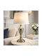 Galifas Metal Table Lamp for E27 Socket with White Shade and Silver Base