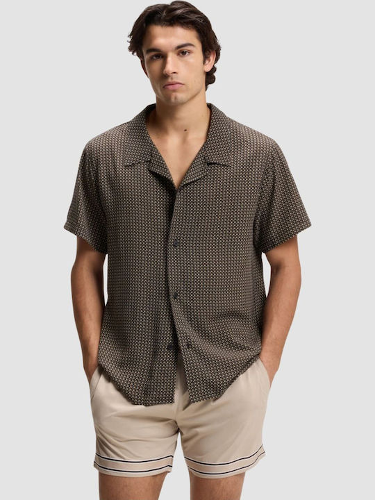 Short Sleeve Denim Shirt in Regular Fit Black