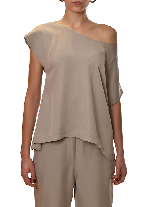 Blouse Women's Blouse Short Sleeve Grey
