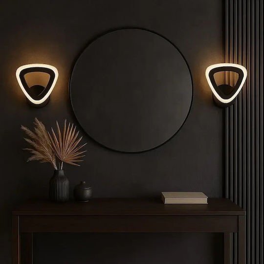 Μοντέρνο Απλίκα Μαύρο Με Led 3 Χρωμάτων Σετ 2 Τεμάχια 15x20cm
