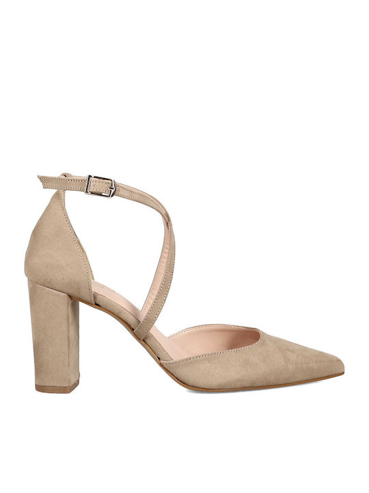 Migato Pantofi Cu Toc Suede Cu Barete Bej
