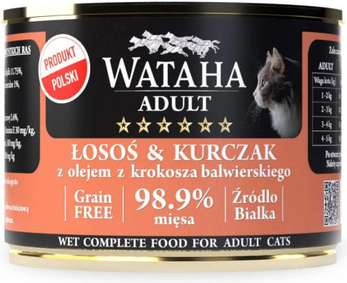Wataha Hrana Pentru Pisici Adulte În Conservă Cu Carne Somon Pui Ficat Și Legume 200gr