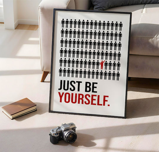 Zitat Poster Just Be Yourself Pq185 21cm x 30cm Weiße Hölzernes Rahmen