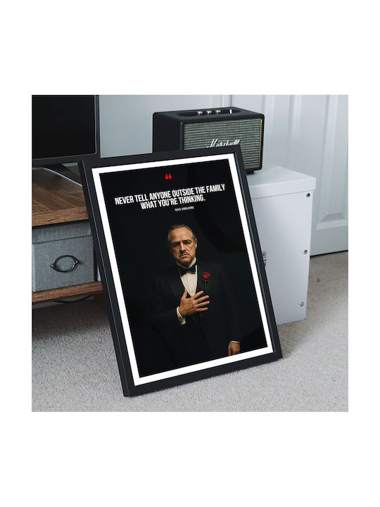 Quote Poster Sharing Thoughts Vito Corleone Pq195 21cm X 30cm Μαύρη Ξύλινη Κορνίζα
