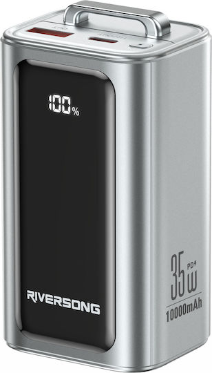Riversong Vision 35 Power Bank 10000mAh 35W με Θύρα USB-A και Θύρα USB-C Ασημί