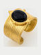 Women's Chevalier Ring with Stones Gold Plated 3241-3-Black