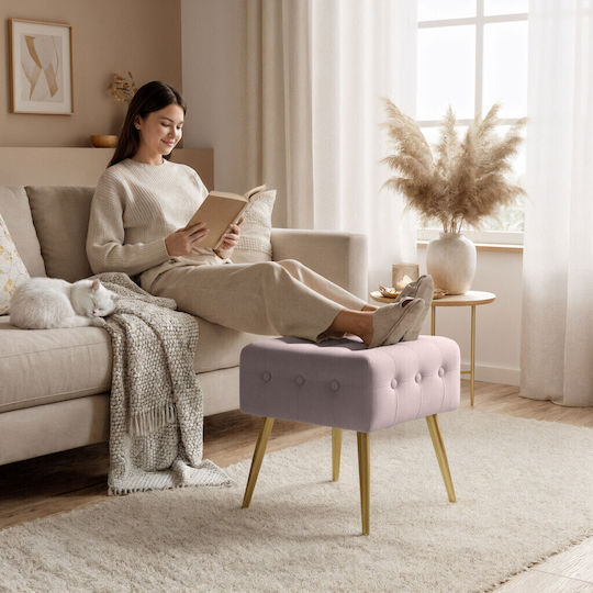 Living Room Stools Upholstered with Velvet Powder Pink 40x40x42cm