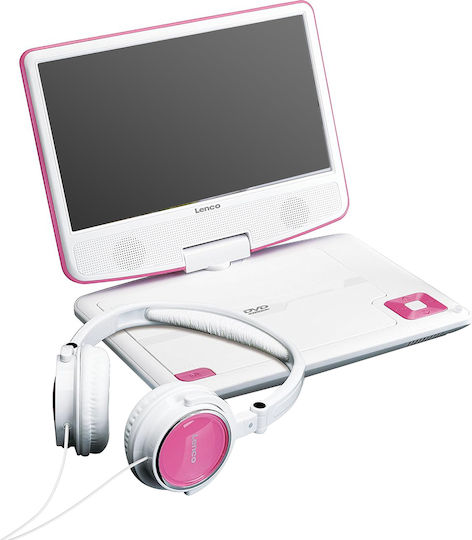 Lenco Portable 9” Dvd Player Usb Port Sd Card Slot 3.5mm Jack Multi-language White Pink