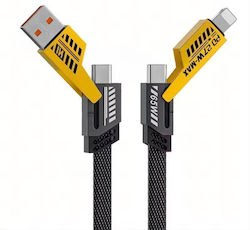 4 In 1 Fast Charging Data Cable 65w 1.2m Black Yellow