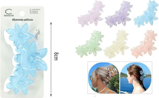 Hair Claw Clip with Flowers Transparent 8 cm – 6 Colours 1 Piece