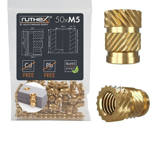 Ruthex M5 Gewindeeinsatz – Rx-m5x9.5 50 Stück 07110
