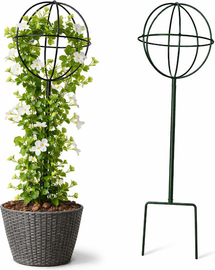 Suport Metalic Pentru Plante Flori Plante Cățăroare Zola Tip Sferă Diametru 17 Cm Înălțime 50 Cm Oțel Verde