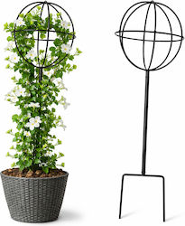 Metal Plant Stand Flowers Climbing Plants Zola Sphere Type 17 Cm Diameter 50 Cm Height Steel Black