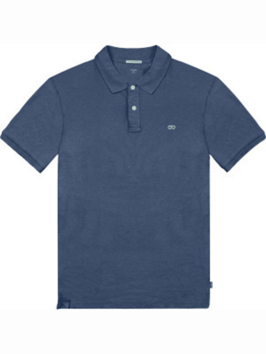 Double Double Polo Kurzarm Bluse Indigo