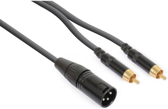 Power Dynamics Cx58-1 XLR Cable Male To RCA Male Black 1.5m 19484