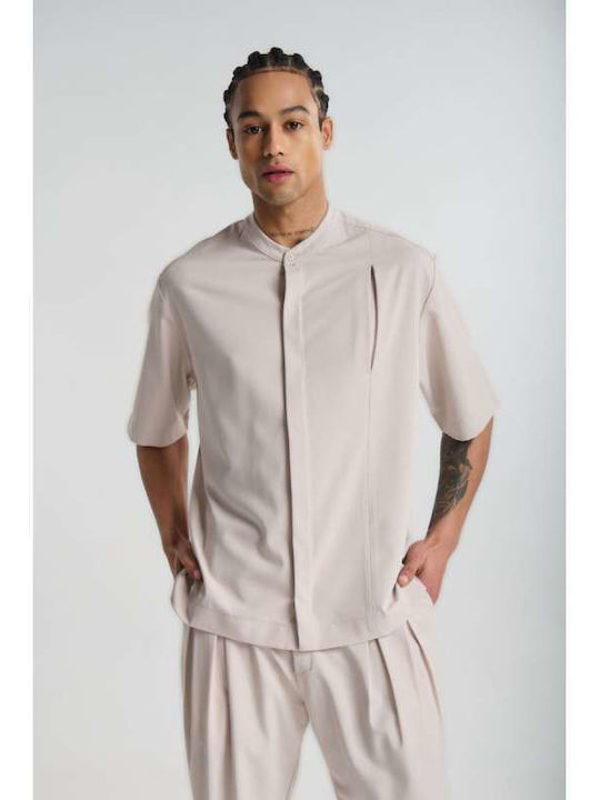 Short Sleeve Shirt in Wide Fit Beige