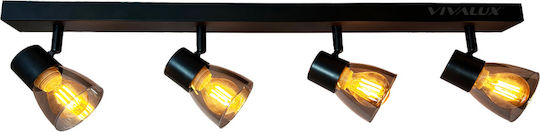 Vivalux Vivalux Decken- und Wandleuchten mit 4 Spots und E14 Lampenbirnensockel in Schwarz