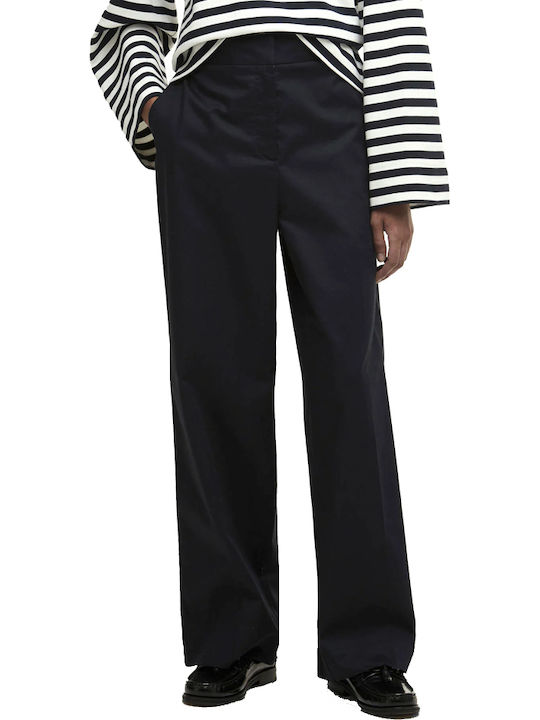 Barbour Pantaloni Dama Din Țesătură În Croială Dreaptă Albastru