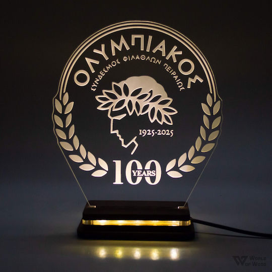 World of Wood Decorative Table Lamp Olympiacos 100 Years LED 22x18cm