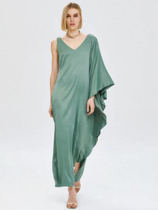 Maxi Damenkleid Für Hochzeit - Taufe Satin Olive